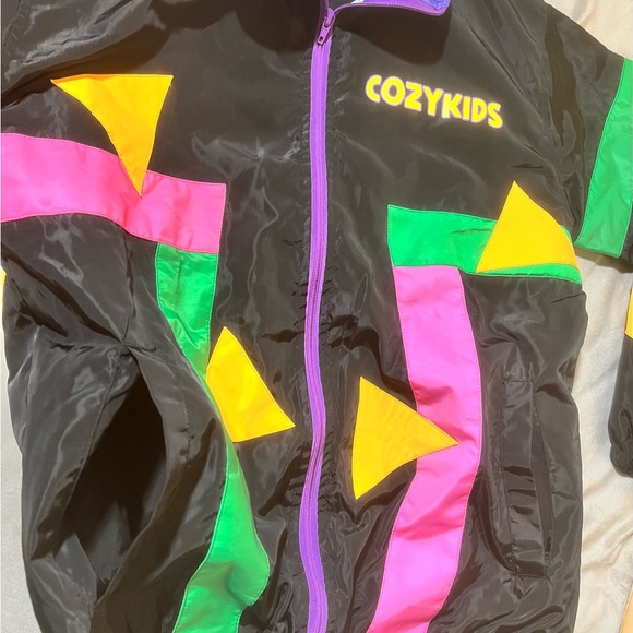 Vtg 80s 90s Jacket Cozy Kids Snow Coat Pink Color Block Girl Youth Small - Picture 5 of 11